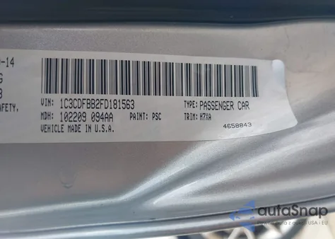 2015 Dodge Dart Sxt z USA, uszkodzony, nr VIN 1C3CDFBB2FD181563